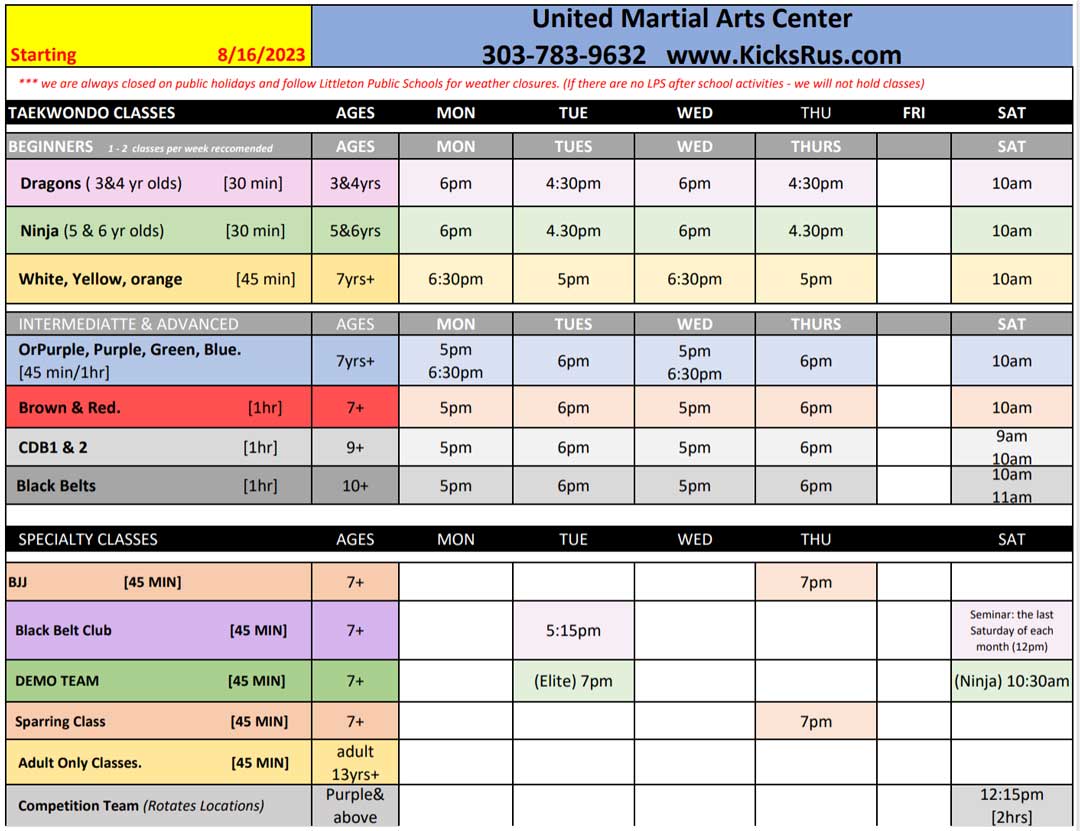 UMAC Schedule 08-23